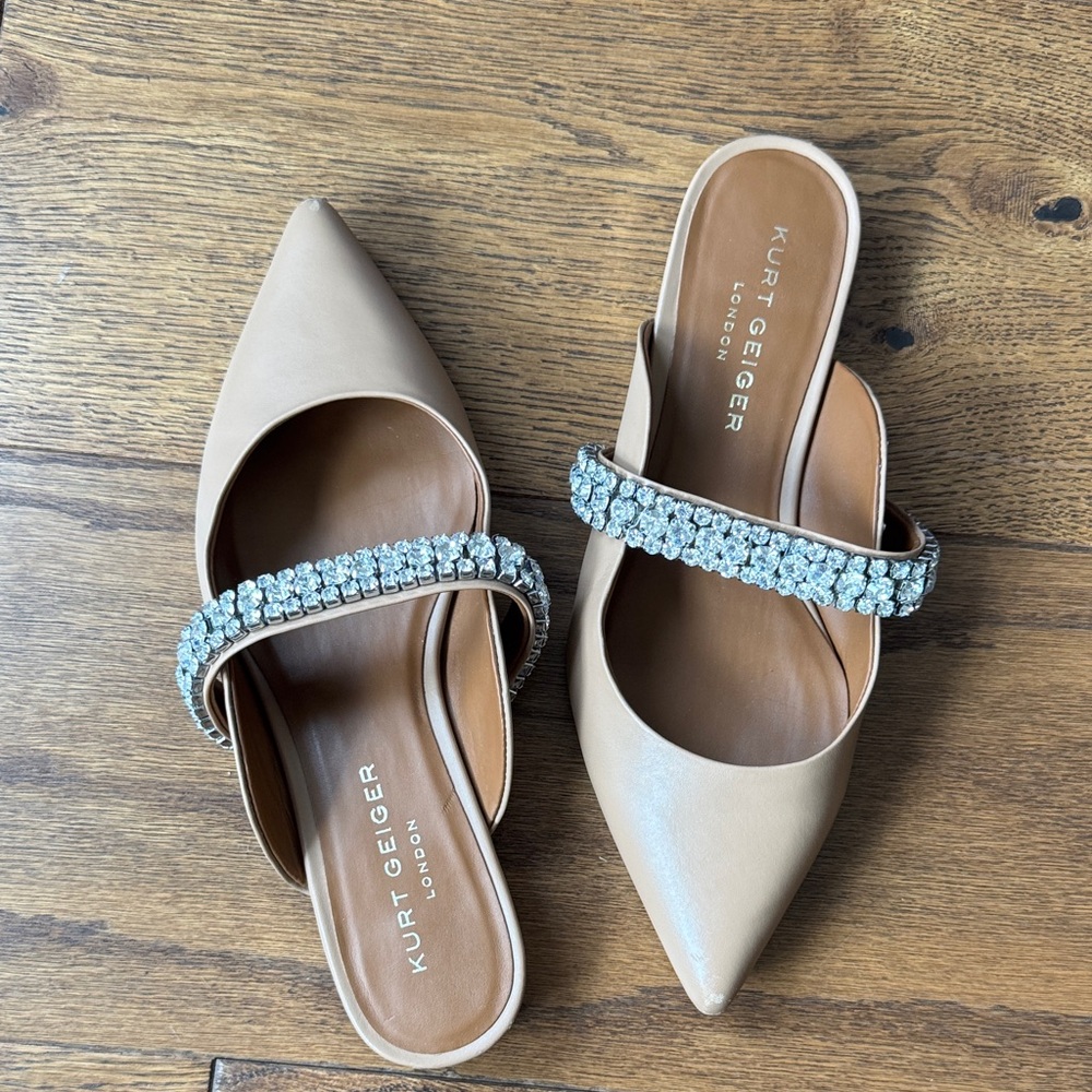 Kurt Geiger London Tan Embellished Mules